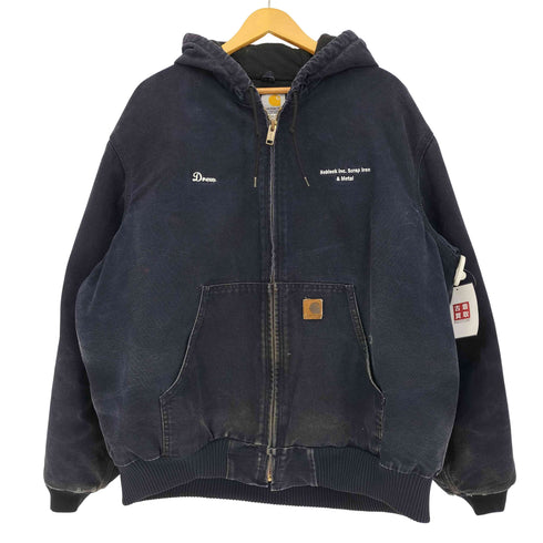 カーハート Carhartt 90s 革タグ USA製 企業ロゴ DUCK ACTIVE JACKET ダック地 裏地キルティング アクティブジャケット メンズ import:XL